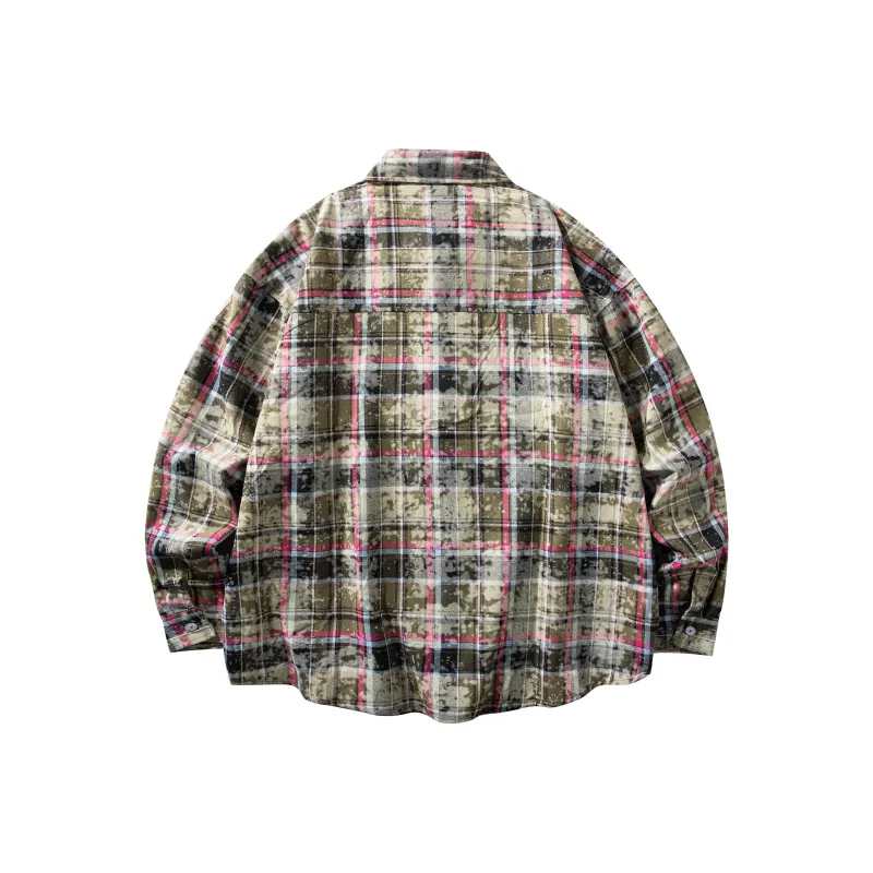 GDRX Shirt Unisex Green Plaid Tie Dye-1