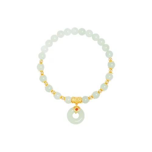 DIHUAJI Hetian Jade Bracelet With Peaceful Buckle Green Jade Women's