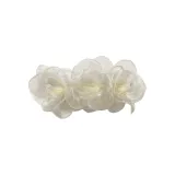3-Piece Camellia Spring Clip-Gauze White