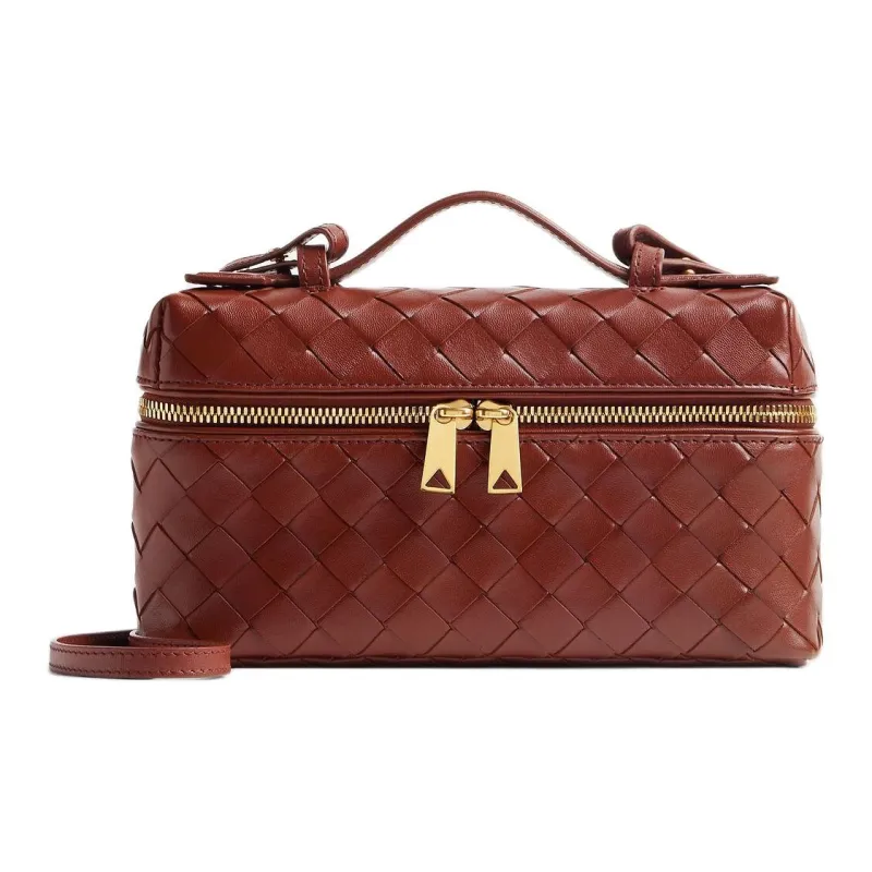 Bottega Veneta Cow Leather Makeup Bag Women's Sapele Red-0