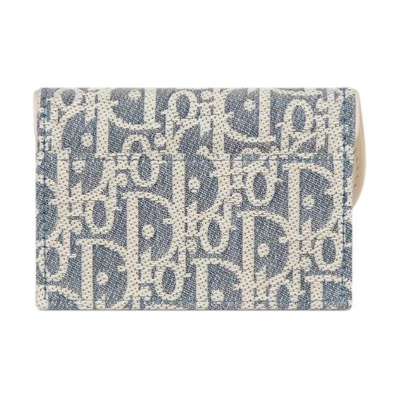 DIOR Cow Leather Card Holder Regular Women's Blue-2