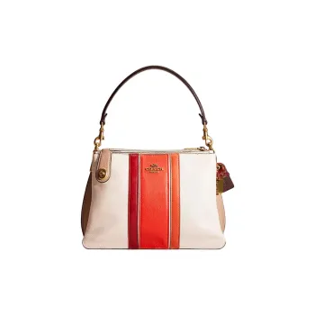 COACH Pebbled Leather Portable Crossbody Bag Shoulder Bag Large Size Women's Chalk White