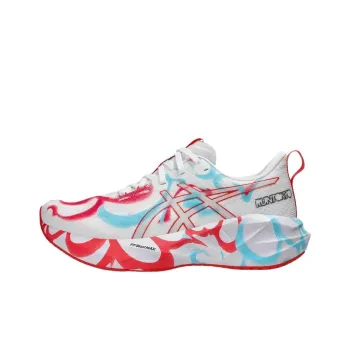 Asics NOVABLAST 5 Anti Slip Wear Resistant Low Top Running Shoes Women's White Red Blue