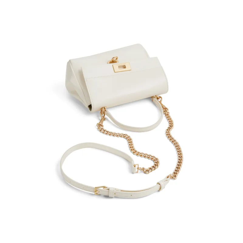 CHARLES&KEITH PU Crossbody Handbag Trumpets Women's Cream Milk White/Black-2