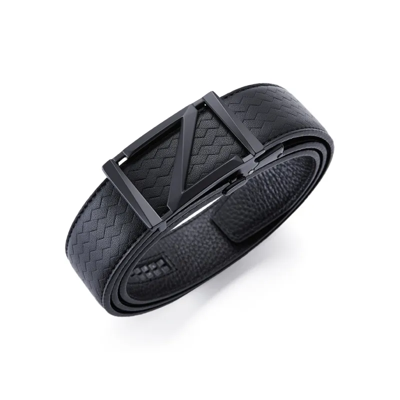 Jeccieziio Cow Leather Belts Men's Gunmetal 3.5cm-0