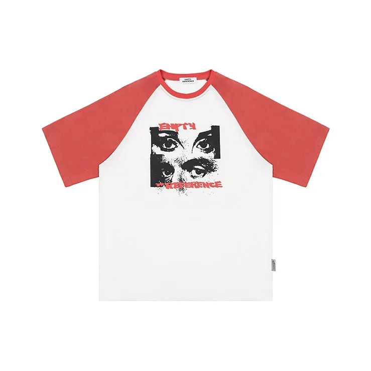 EMPTY REFERENCE Short Sleeved T Shirts Unisex Red White-0