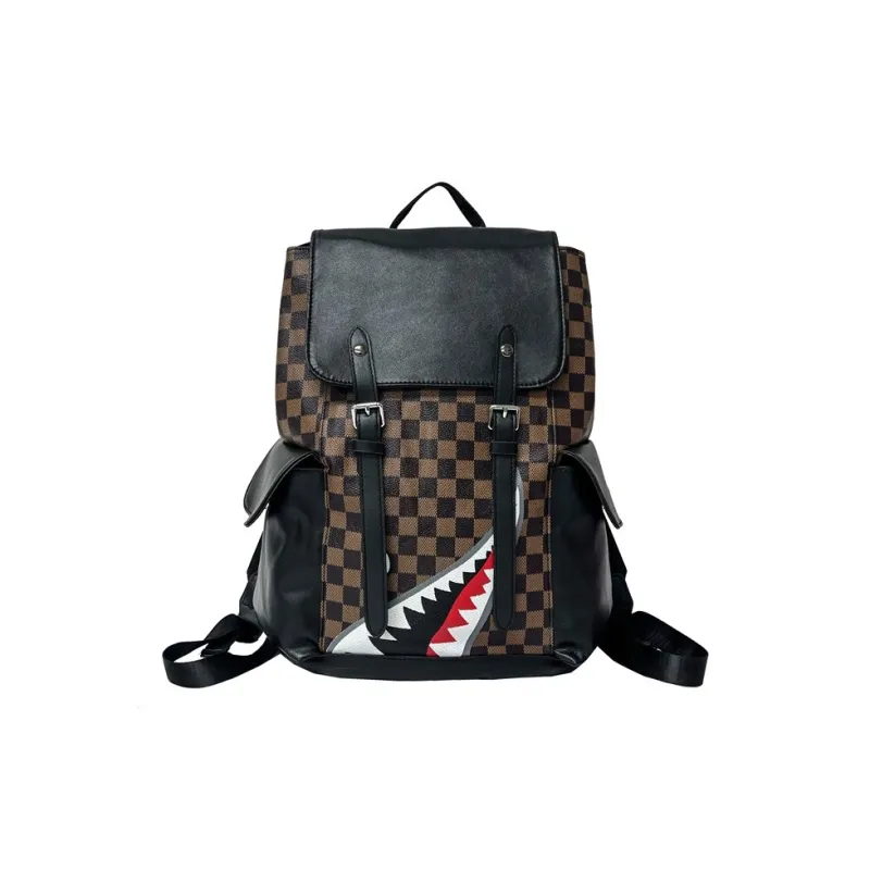 Debecca PU Backpack Regular Unisex Black Gray/Brown-5