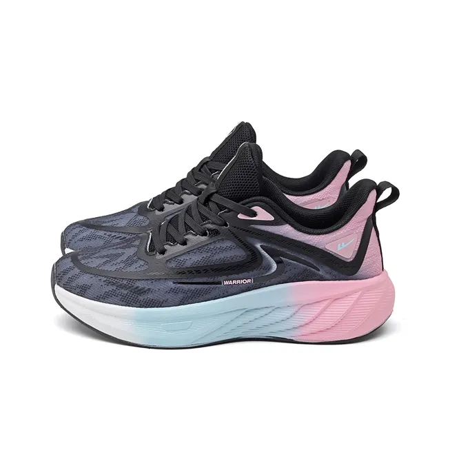 Warrior Cushioning Breathable Lightweight Low Top Casual Training Sprint Running Shoes Women's Black Pink-2