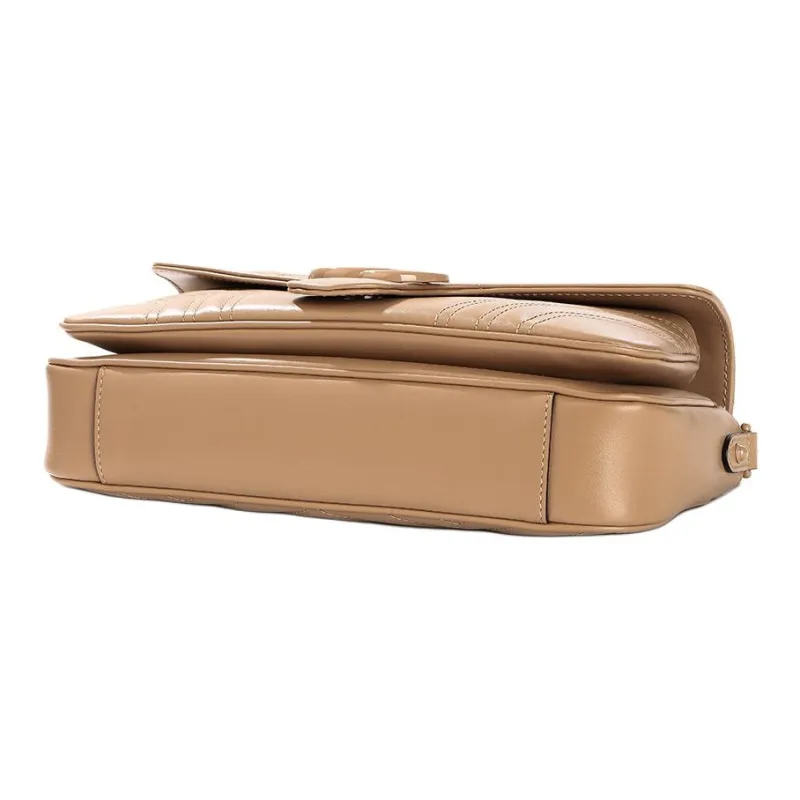 GUCCI Marmont Calfskin Shoulder Bag Women's Brown-4