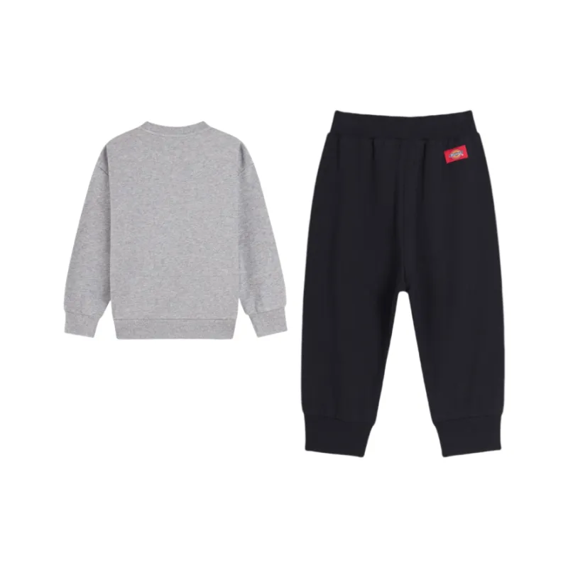Dickies Spring And Fall Sports Suit Unisex Gray Top+Black Bottom-1