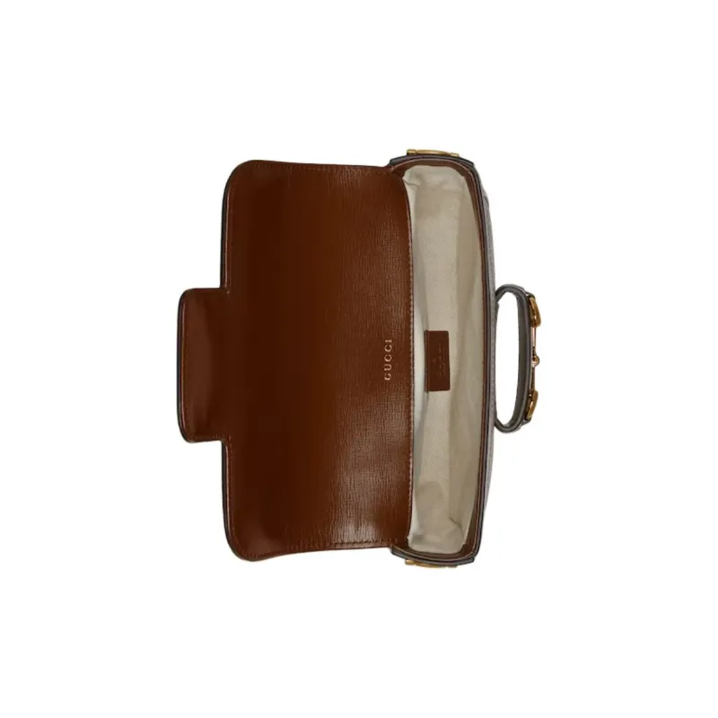 GUCCI Horsebit 1955 Canvas Shoulder Bag Mini Women's Brown-6