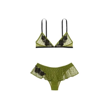 Victoria's Secret Underwear Set Women's Green Polka Dot
