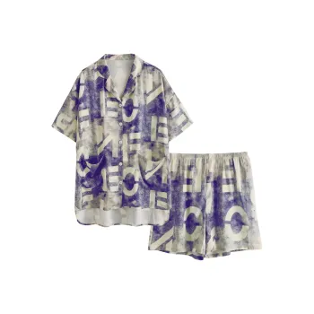 Urban Beauty Pajama Set Women's Purple Blue