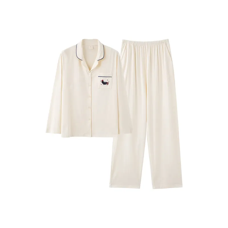 White Ran Women's Pajama Sets-5