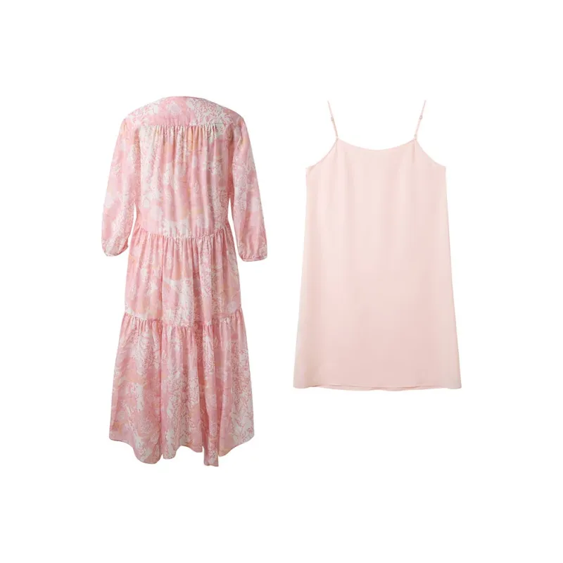 3COLOUR Short Sleeved Dress Women's Cherry Blossom Pink Floral-1