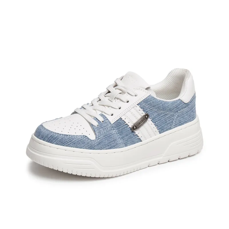 Staccato Slip Resistant Low Top Platform Height Increasing Skateboard Shoes Women's Sky Blue-1