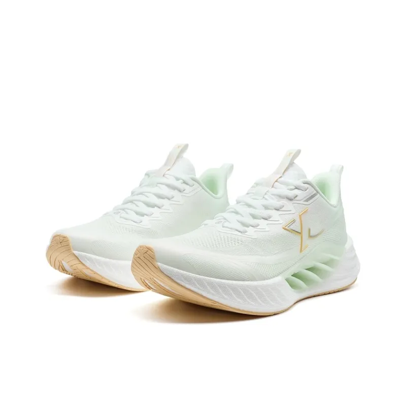 XTEP Cushioned Wear Resistant Breathable Low Top Casual Training Sprint Running Shoes Women's White Green-2