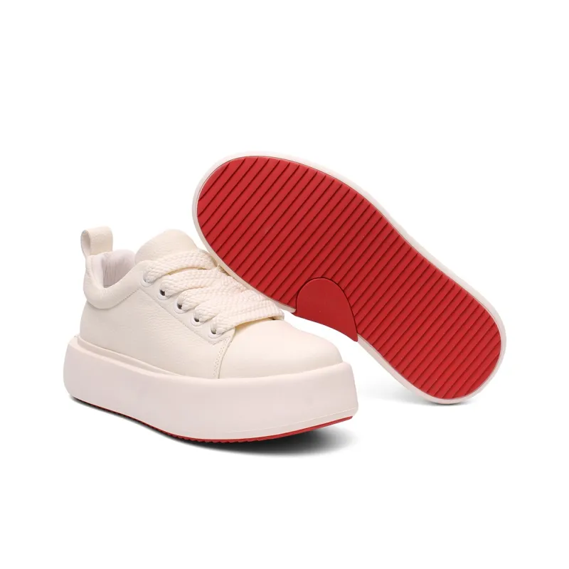Daying Slip Resistant Height Increasing Low Top Skateboard Shoes Men's White-5