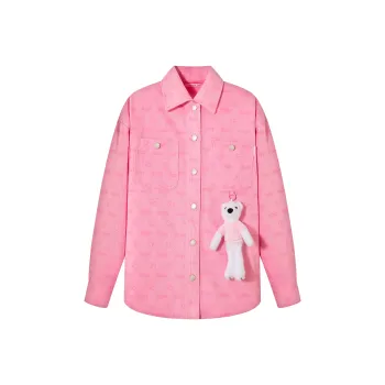 NOISY TEDDY Denim Shirt Unisex Pink