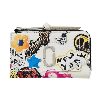 MARC JACOBS Cross Grain Leather Wallet Women's White & Multicolor