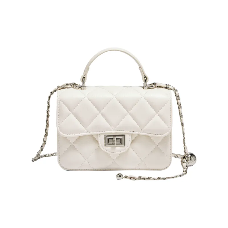 FOXER Synthetic Leather Handbag Regular Women's White/Black-1