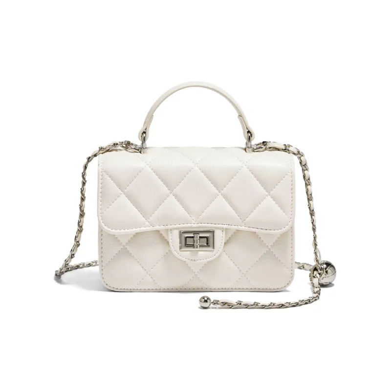 FOXER Synthetic Leather Handbag Regular Women's White/Black-3
