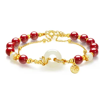 QIANCHANG Hetian Jade Bracelets Pale Greenish White Jade Women's
