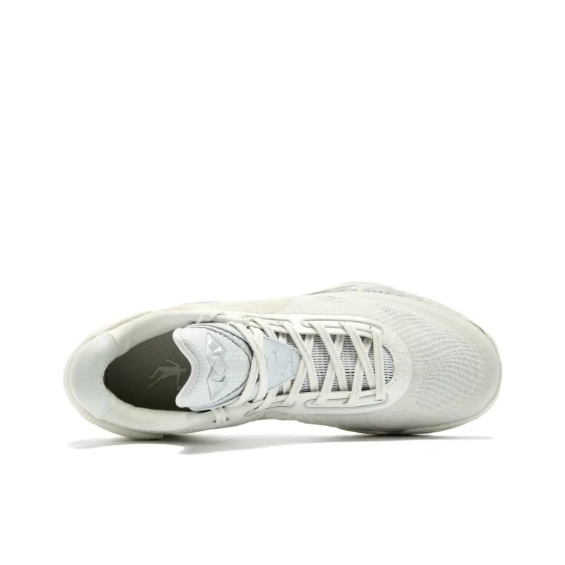 QIAODAN Cushioning Wear-Resistant Low-Top Basketball Shoes Men's White Silver-3