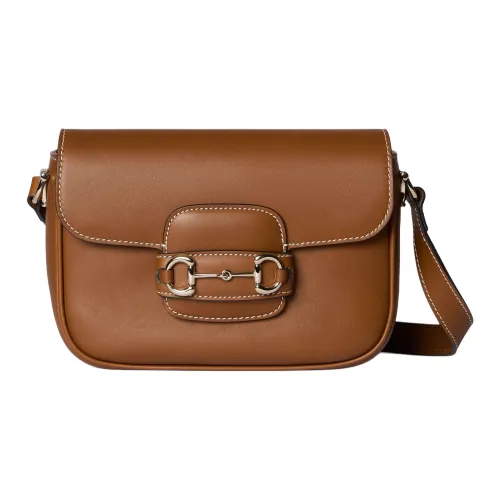 GUCCI Horsebit 1955 Leather Shoulder Bag Mini Women's Brown