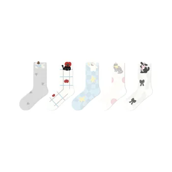 Primeet Mid Calf Socks Women's 5 Pack Cat And Dog Paradise