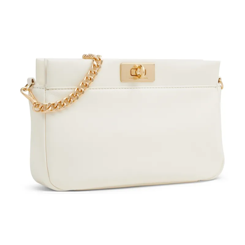 CHARLES&KEITH PU One Shoulder Underarm Crossbody Bag Trumpets Women's Cream Milk White/Black-1
