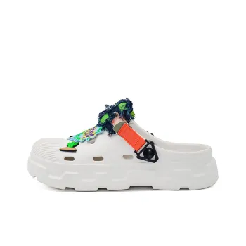 OUBT Exploded Cactus, Embroidery Clogs Unisex White