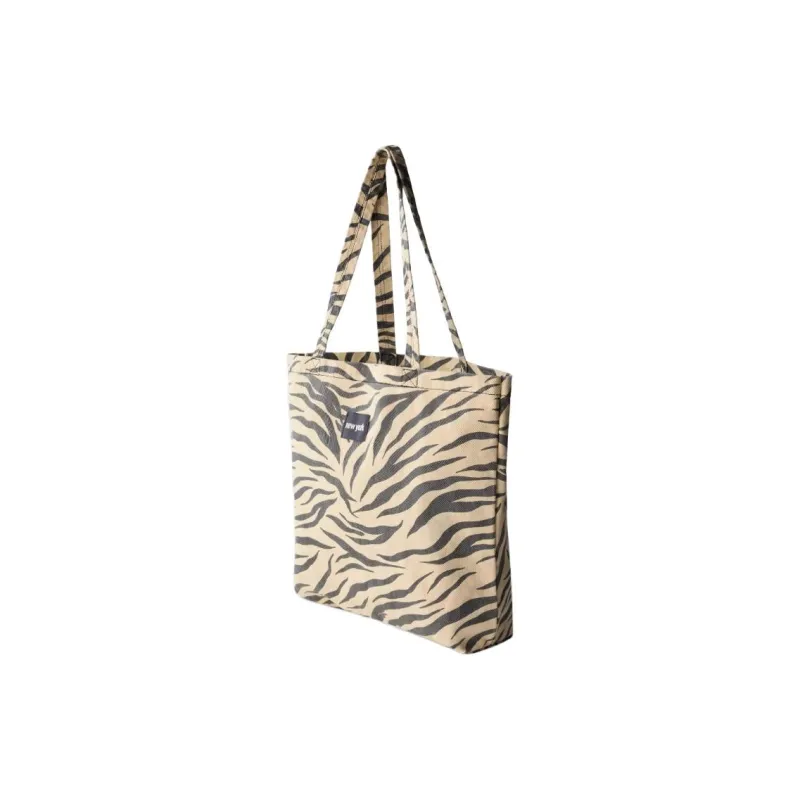 ZARA Cotton Tote Bag, Shopping Bag, Shoulder Bag Women's Light Beige Yellow-1