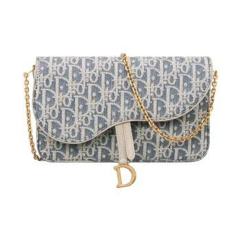 DIOR Cotton Saddle Bag, Shoulder Bag Medium Size Women's Blue