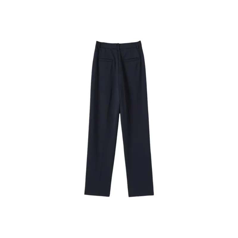 Late White Casual Pants Women's Dark Blue-3