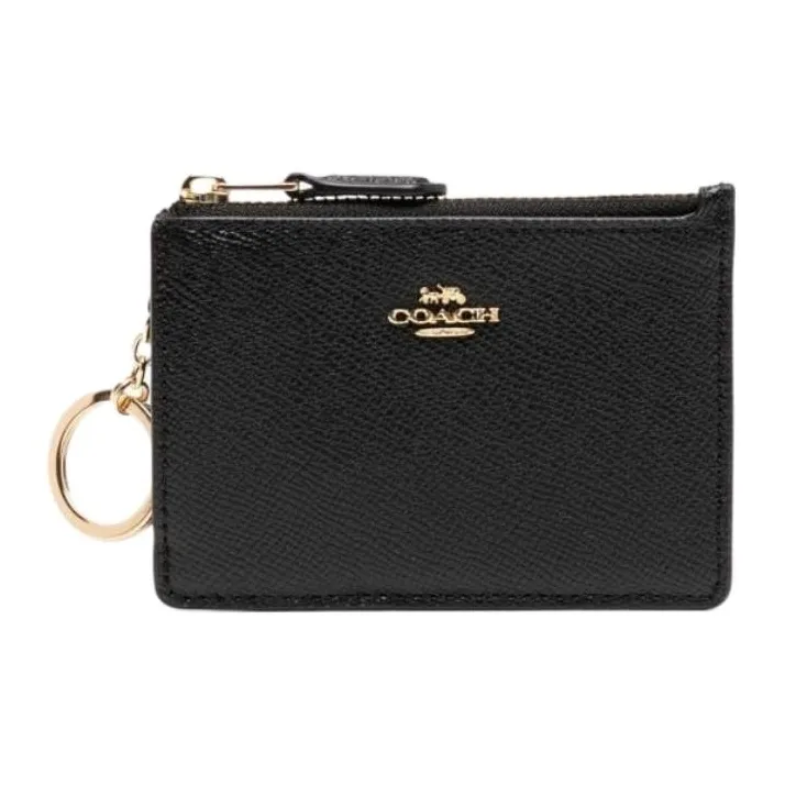 COACH Mini Id Skinny Leather Wallet Mini Women's Black-2
