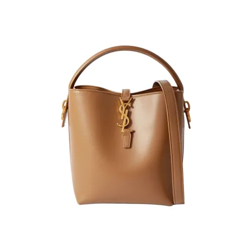 SAINT LAURENT Lambskin Bucket Bags One Shoulder Handbags Mini Women's Brown