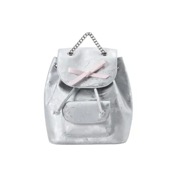 SEM/R Synthetic Leather Backpack Large Size Women's Dream Pink/Smoke Gray Silver