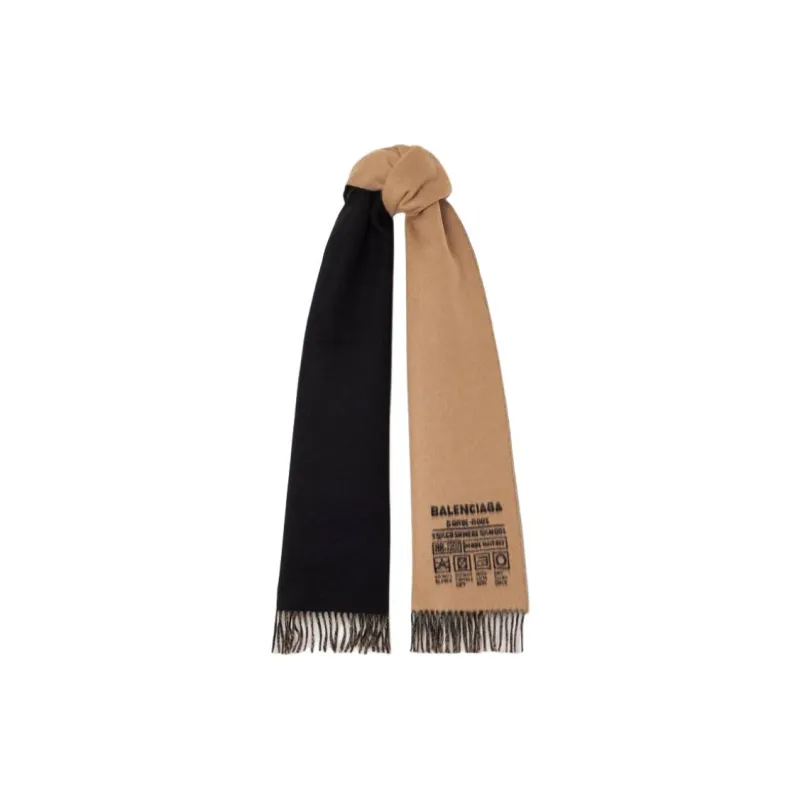 Balenciaga Cashmere Wool Knit Scarves Women's Beige-0