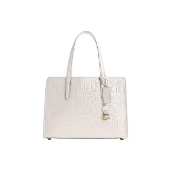 COACH Carter Soft Bright Grain Leather Tote Bag, Shopping Bag, Handbag, Shoulder Bag Large Size Women's White