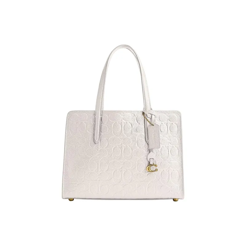 COACH Carter Soft Bright Grain Leather Tote Bag, Shopping Bag, Handbag, Shoulder Bag Large Size Women's White-0