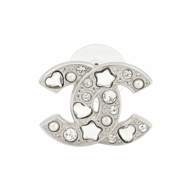 CHANEL   Stud Earrings Unisex Silver-1