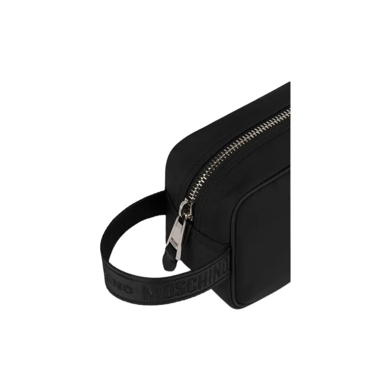 MOSCHINO Polyester Spandex Clutch Storage Bag Makeup Bag Women's Black-3