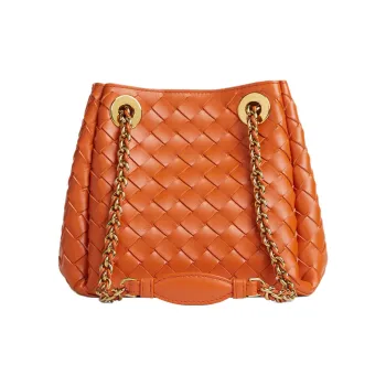 Bottega Veneta Parachute Lambskin Shoulder Bag Small Size Women's Burnt Orange
