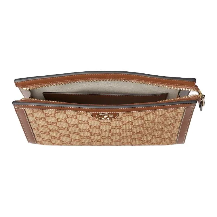 GUCCI Ophidia Raffia Clutch Women's Brown-4