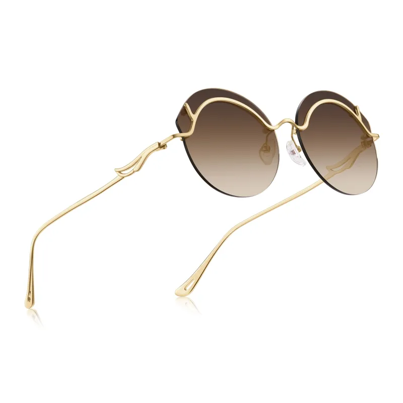 Lao Feng Xiang Β Titanium Irregular Shape Sunglasses Women's-3