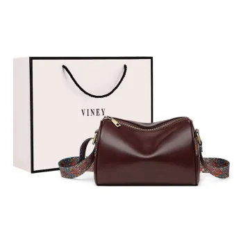 VINEY Cow Leather Patchwork Synthetic Leather Shoulder Bag Crossbody Bag Women's Wine Coffee