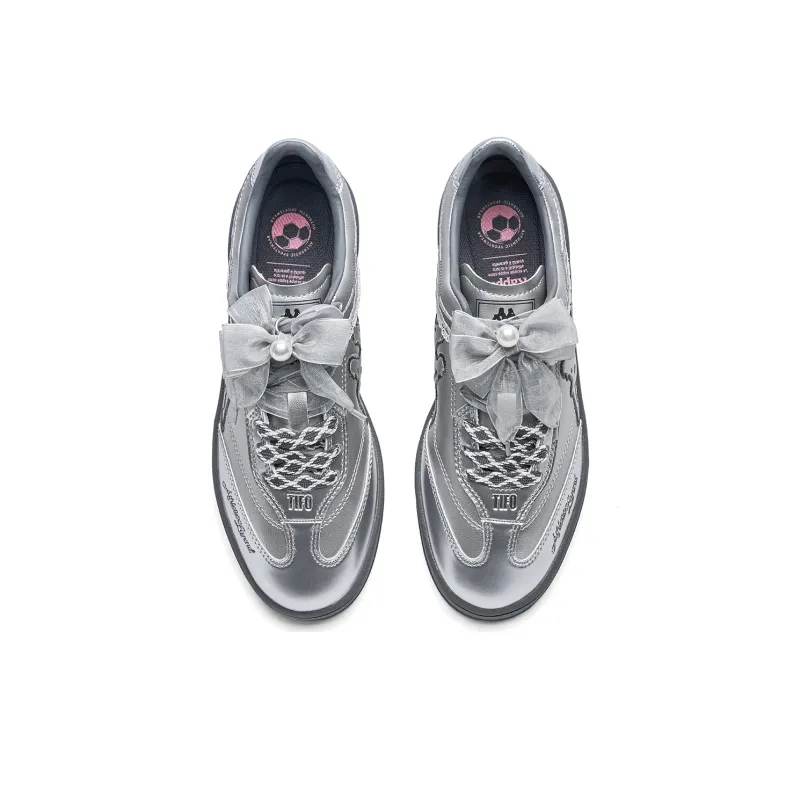 Kappa Back to Back Anti Slip Wear Resistant Low Top Skateboard Shoes Women's Silver-3