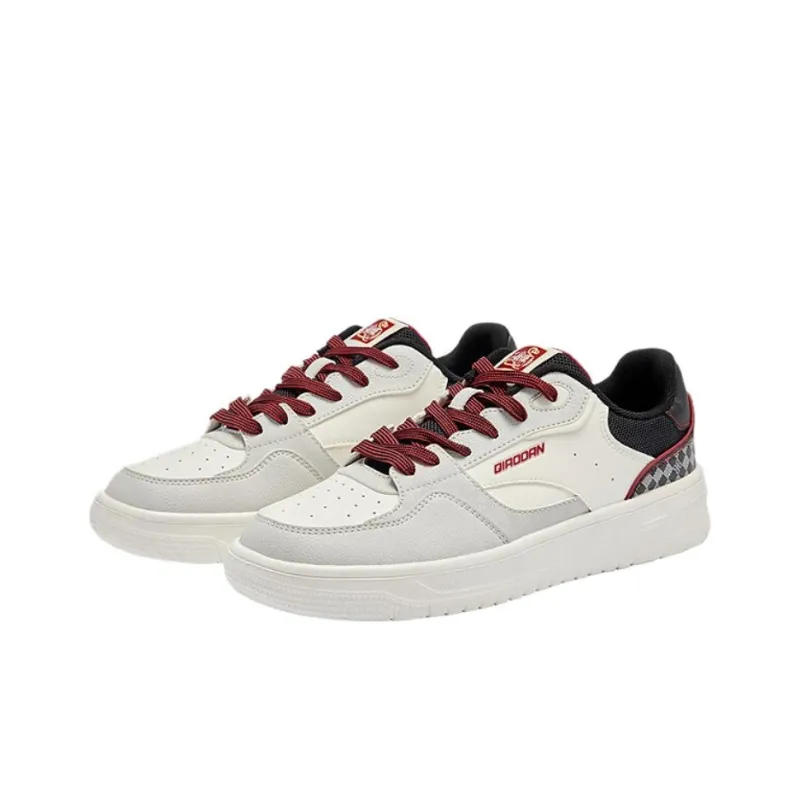 QIAODAN Get Rich Every Day Lightweight Anti Slip And Wear Resistant Low Top Skateboard Shoes Men's White Gray-2