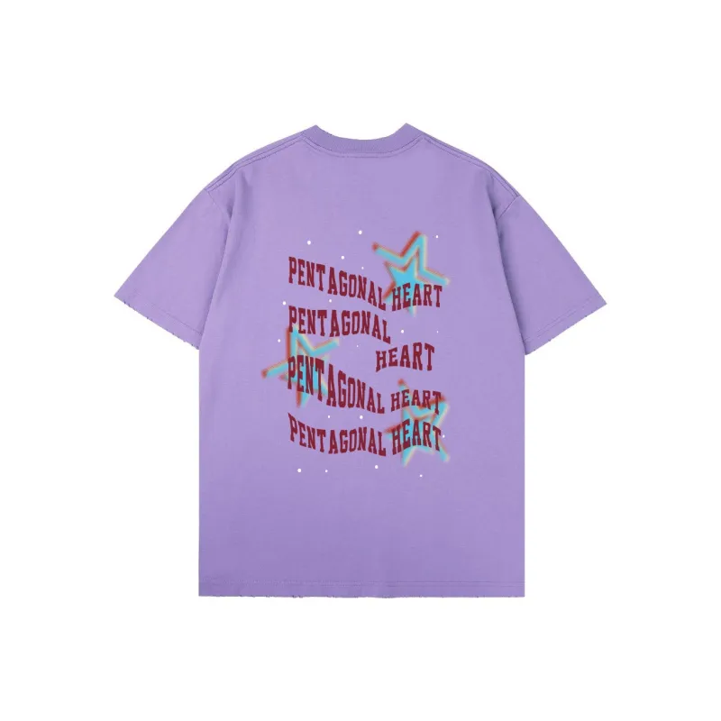 PENTAGONAL HEART Stepping Star Dream Series Round Neck T shirt Unisex-1